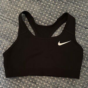 Nike Women's Black Sports Bra with White Logo